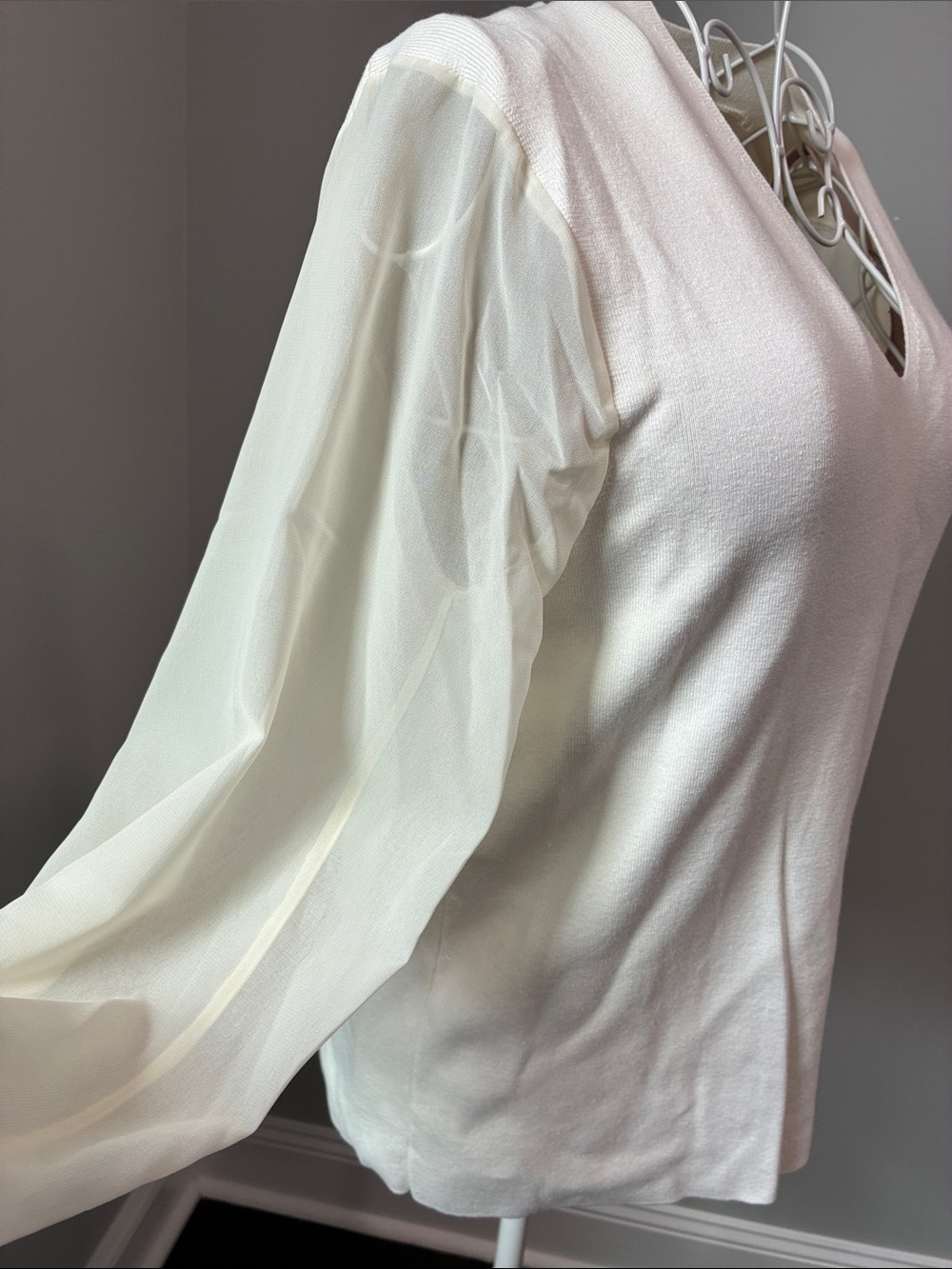 Talbots Cream V-Neck Layered-Style Blouse - Picture 2 of 6